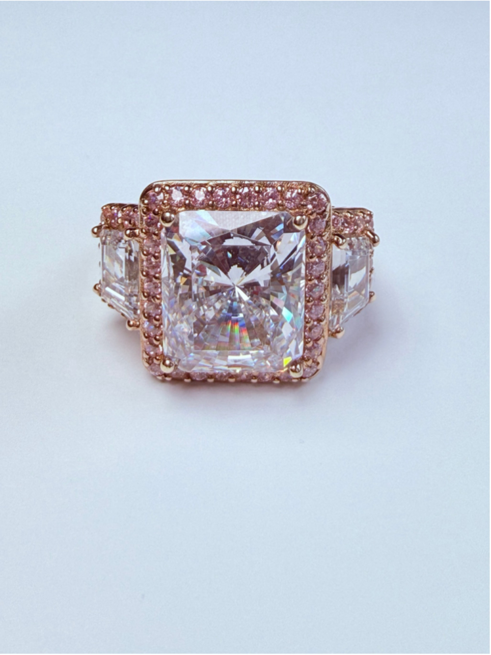 Jean Dousset Absolute 11 CT Cubic Zirconia 925 Sterling Silver Cocktail Ring